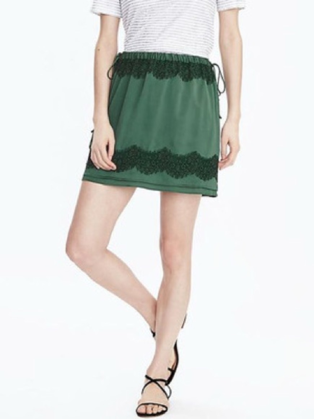 Banana Republic Dark Green Lace-Trim Mini Skirt